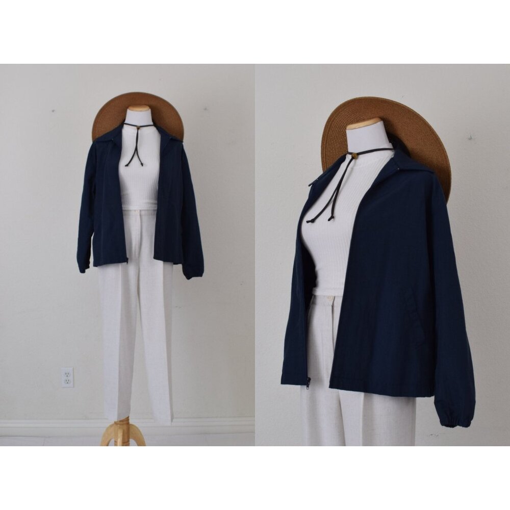 Vintage 90s‎ Navy Nylon/Poly Windbreaker size Small